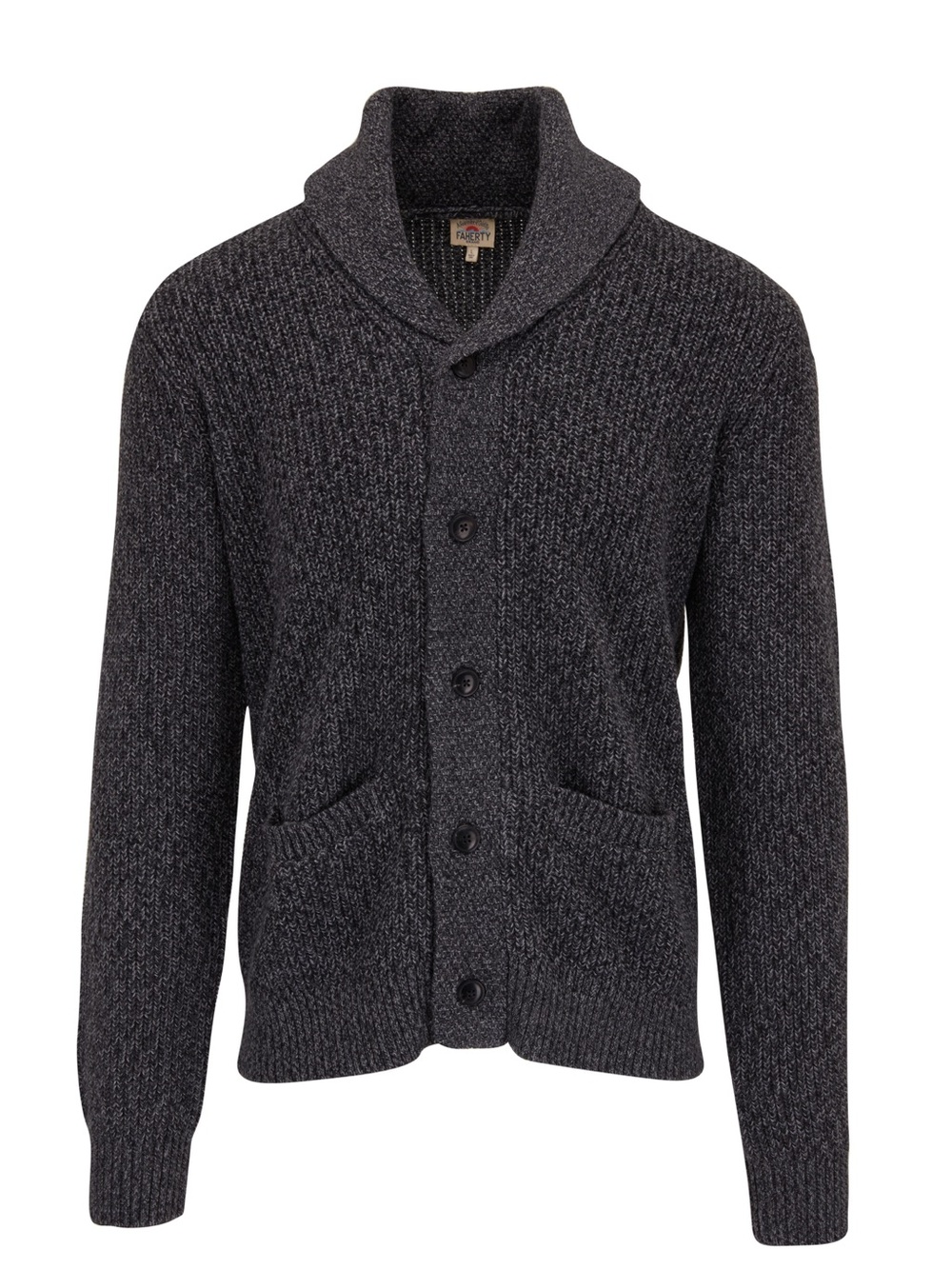 Faherty Marled Cotton Cashmere Shawl Collar Cardigan Charcoal Gray Large